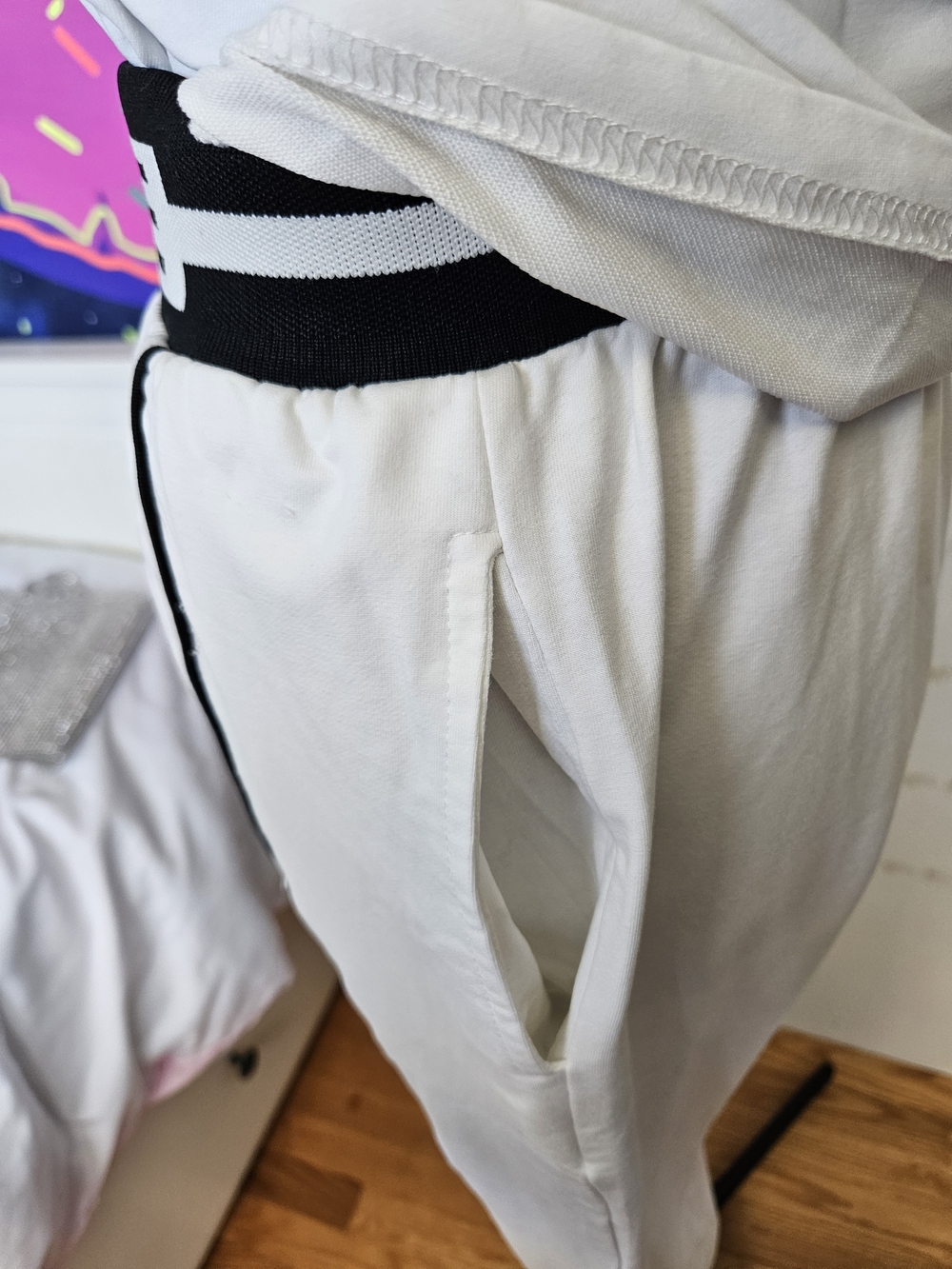 CELINE White Logo Tee and Matching Track Pants Set - Picture 7 of 9